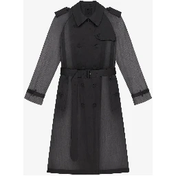 Black Fibres Trench Coat