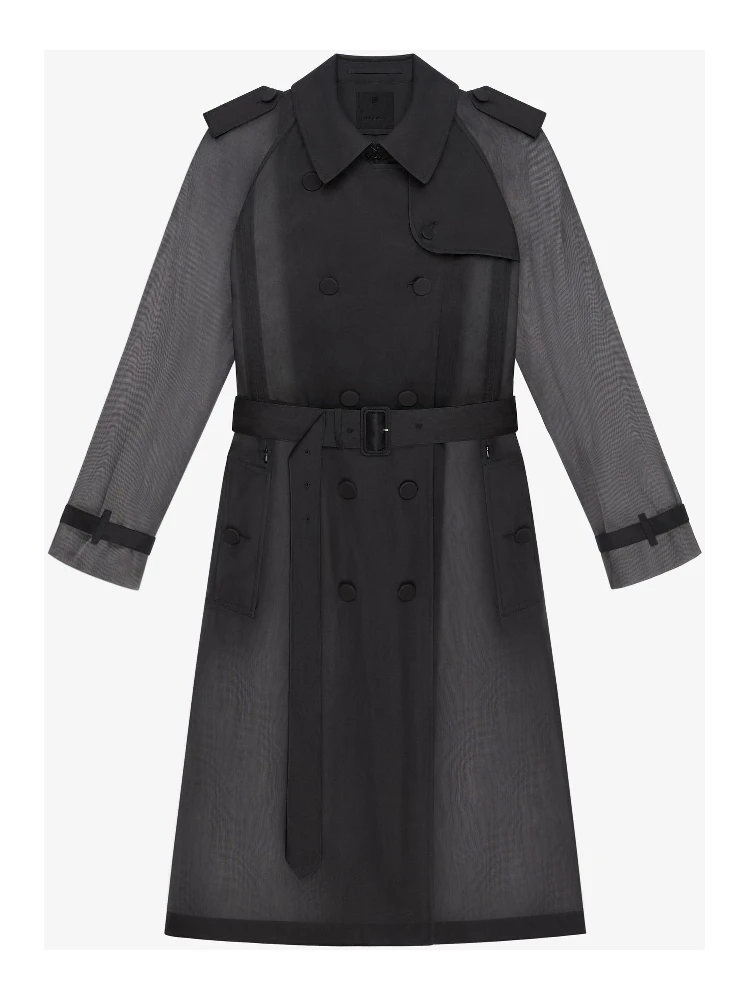 Black Fibres Trench Coat