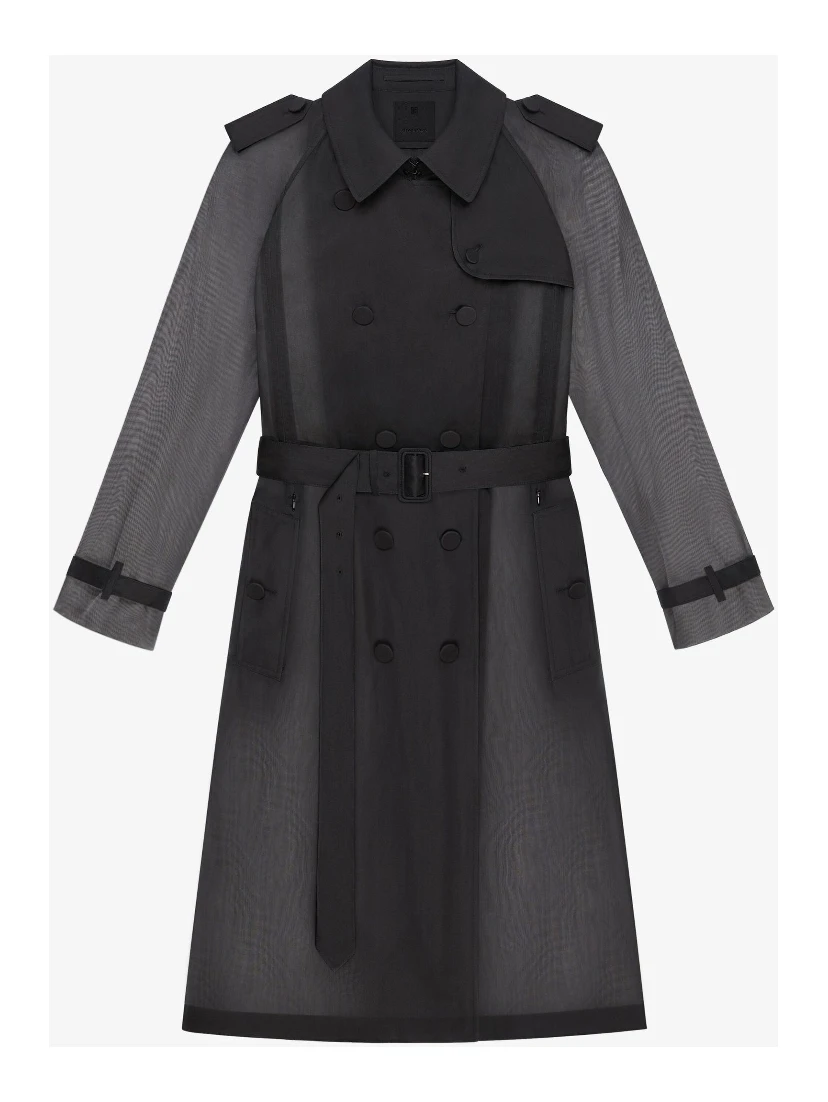 Black Fibres Trench Coat
