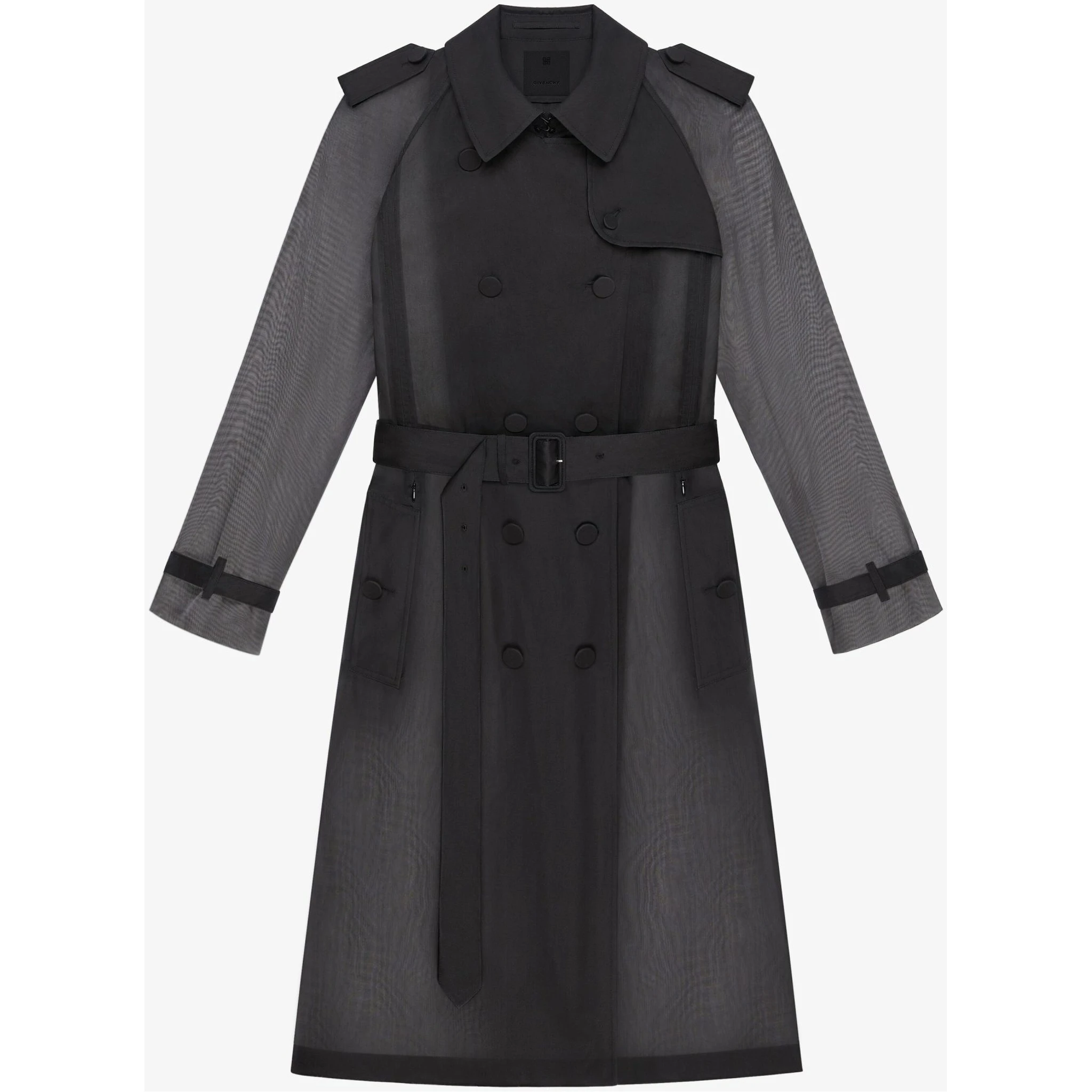 Black Fibres Trench Coat