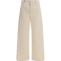 Beige Cotton Casual Pants