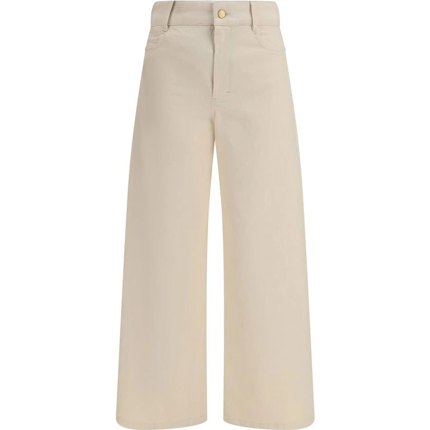 Beige Cotton Casual Pants