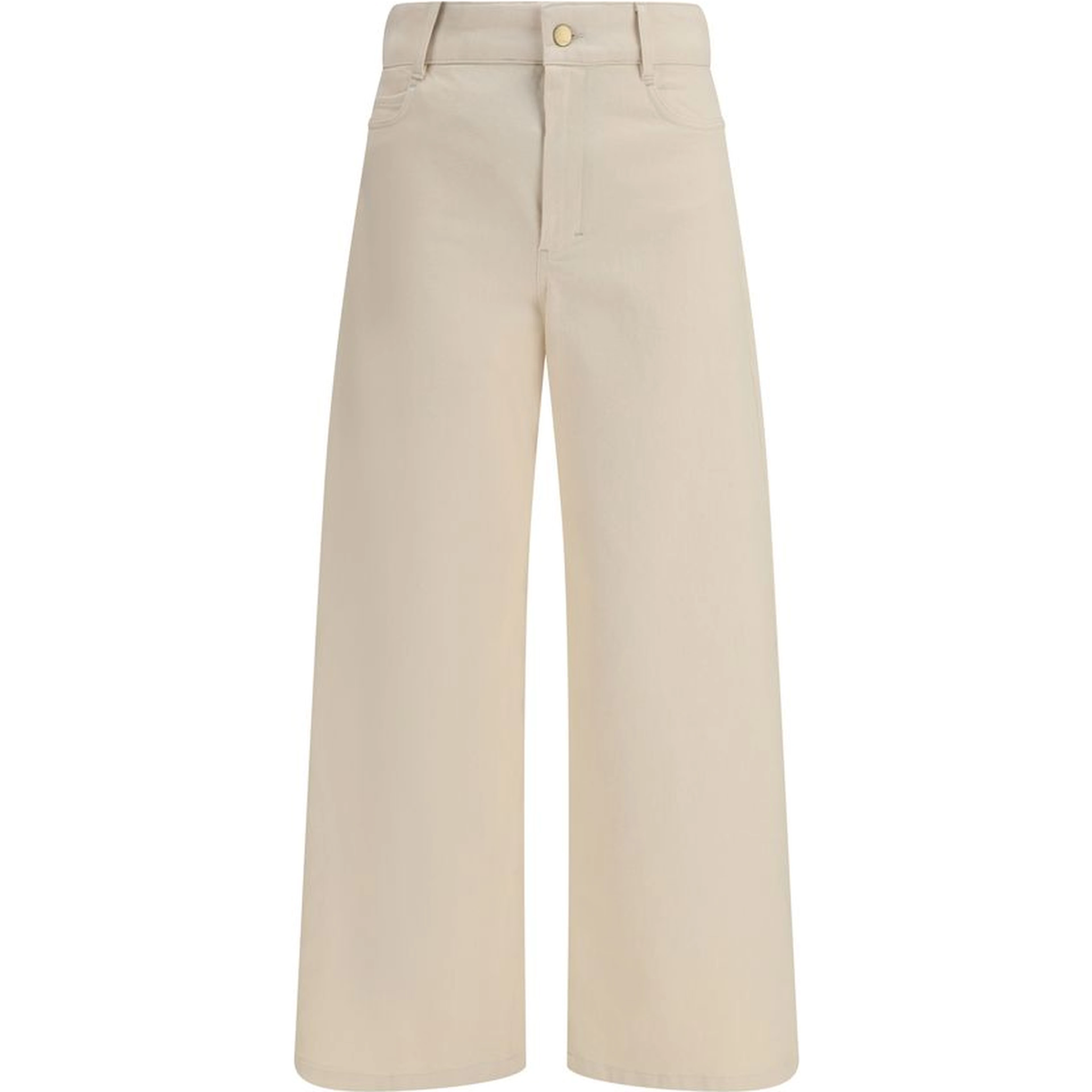 Beige Cotton Casual Pants