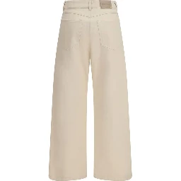 Beige Cotton Casual Pants
