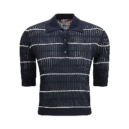 Blue Silk Polo Shirt
