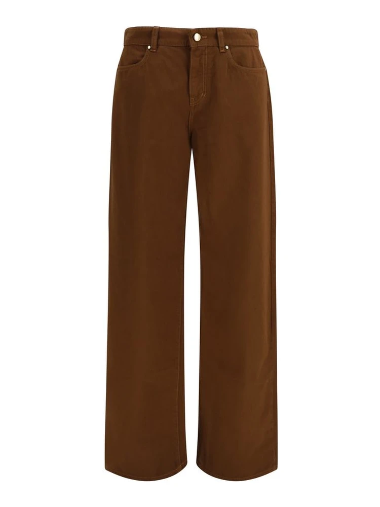 Brown Cotton Casual Pants