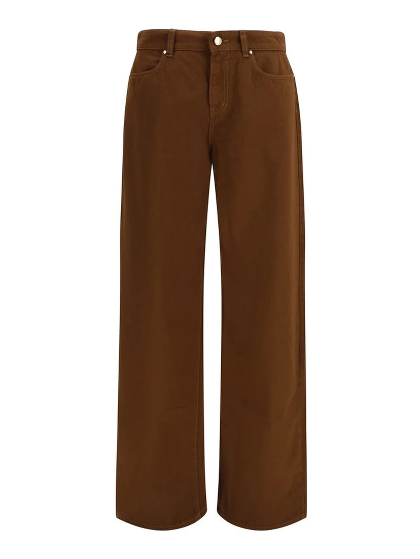 Brown Cotton Casual Pants