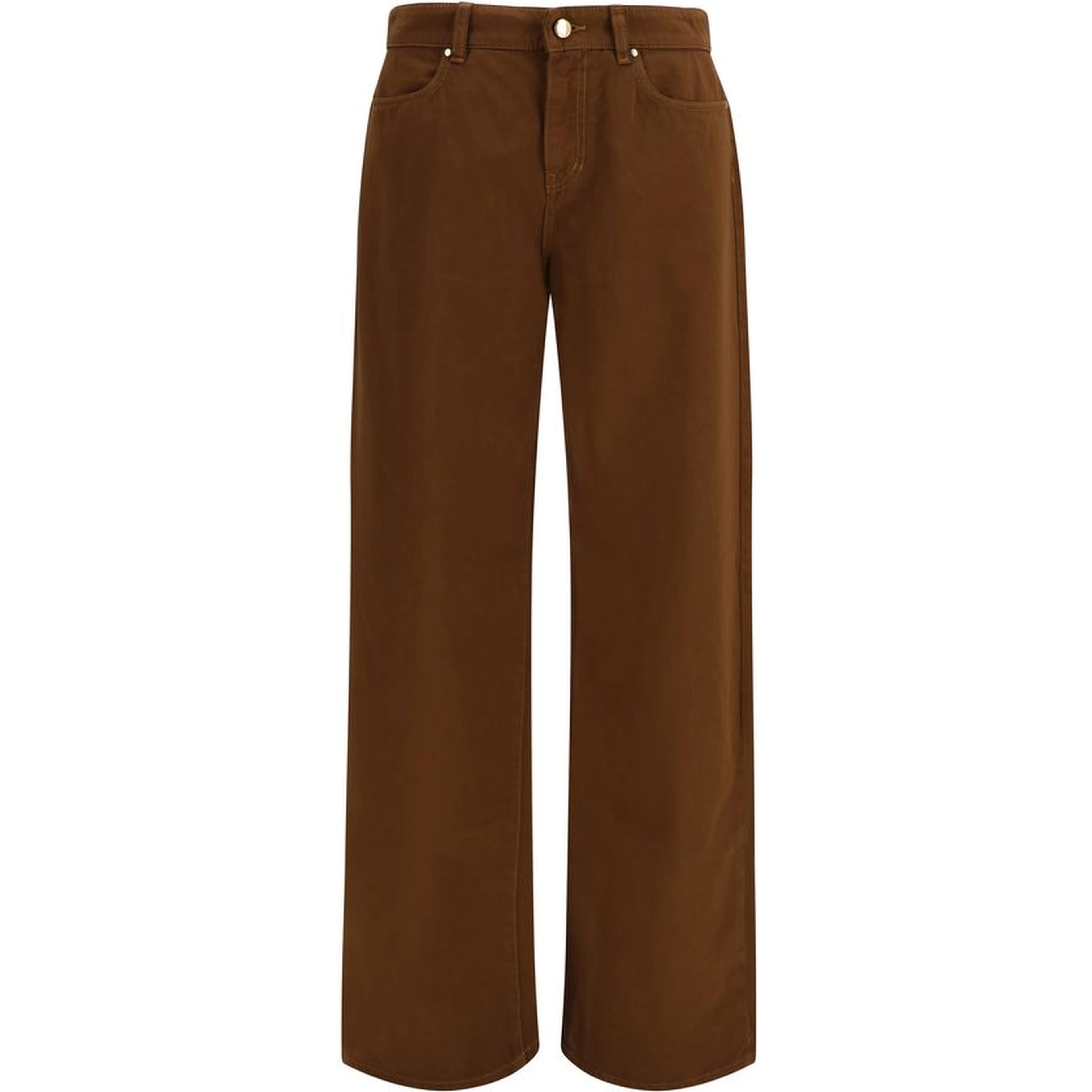 Brown Cotton Casual Pants