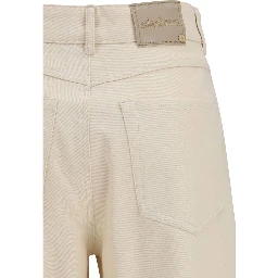 Beige Cotton Casual Pants