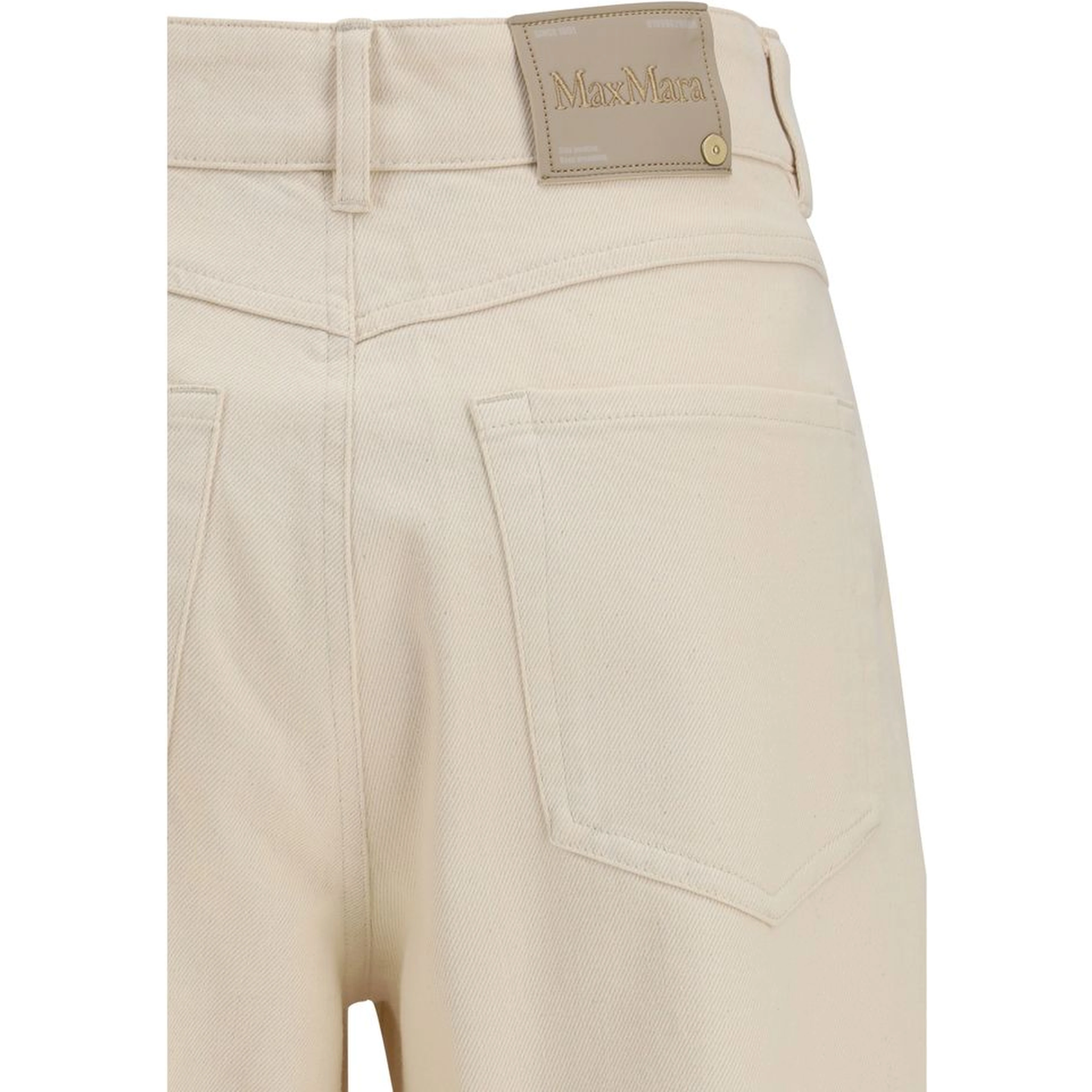Beige Cotton Casual Pants