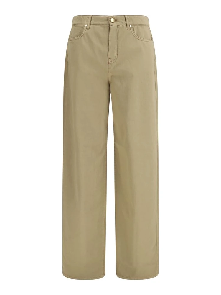 Beige Cotton Casual Pants