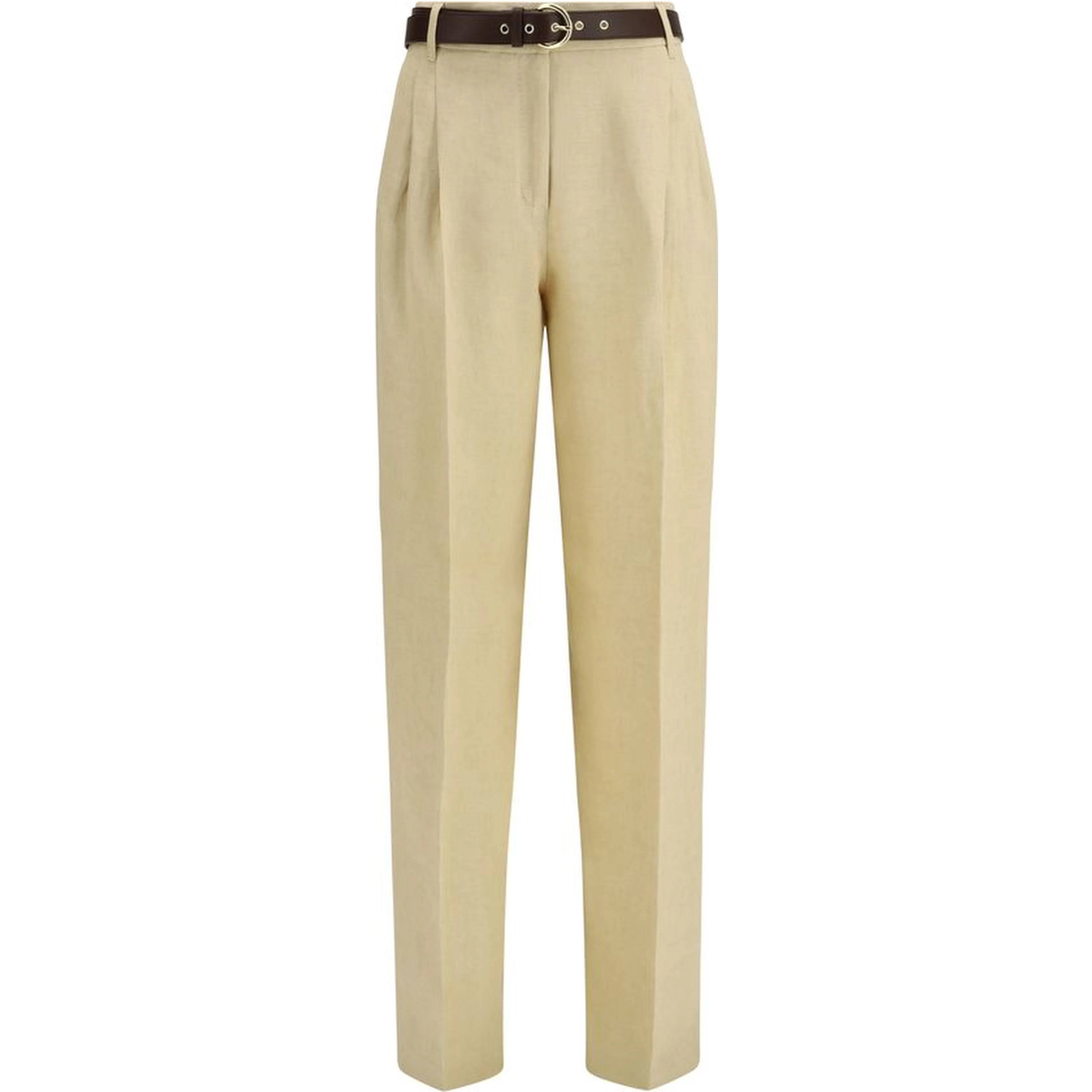 Beige Linen Casual Pants