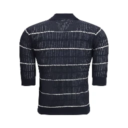 Blue Silk Polo Shirt