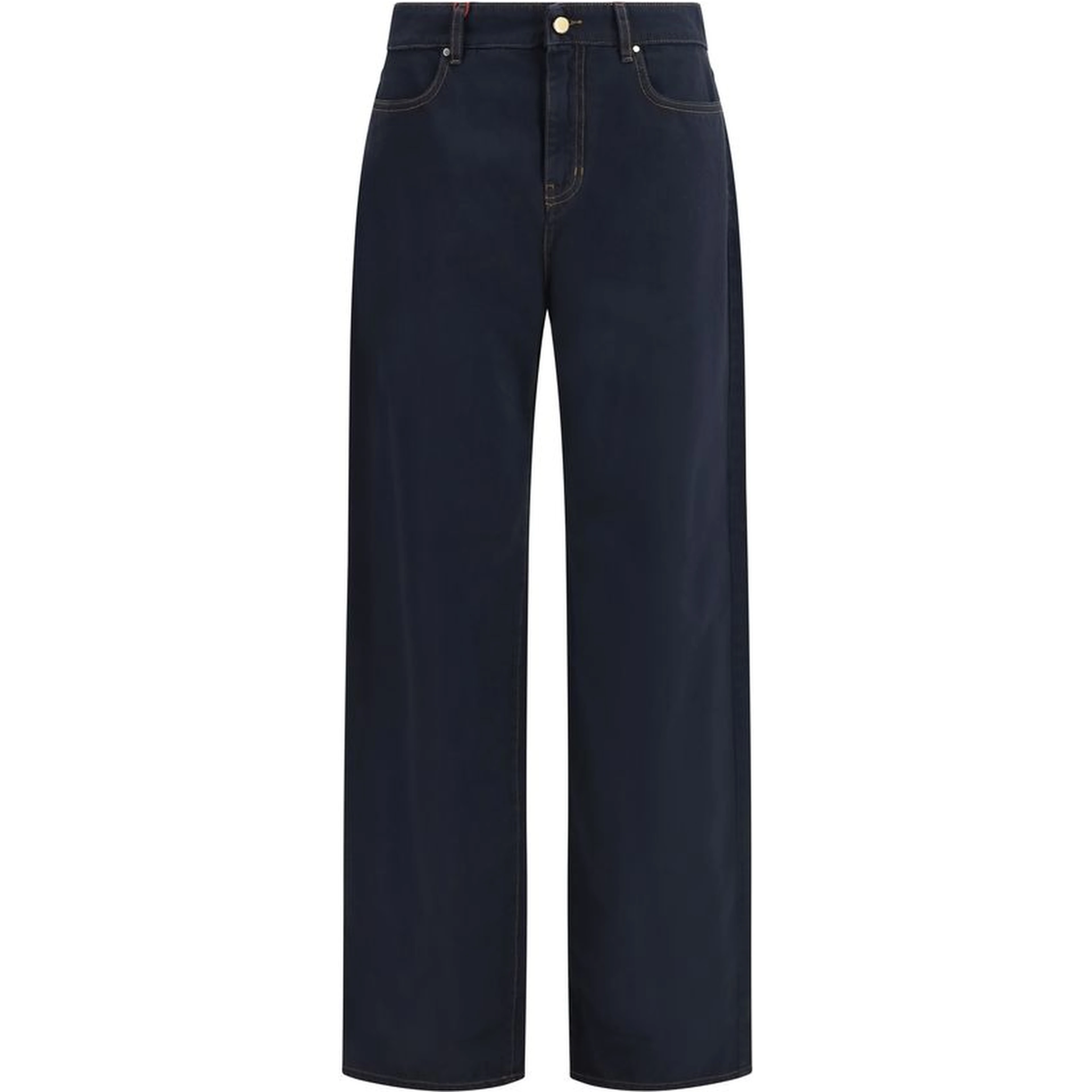 Blue Cotton Casual Pants