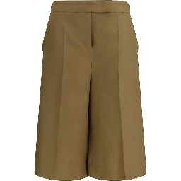 Bicolor Linen Bermuda Shorts