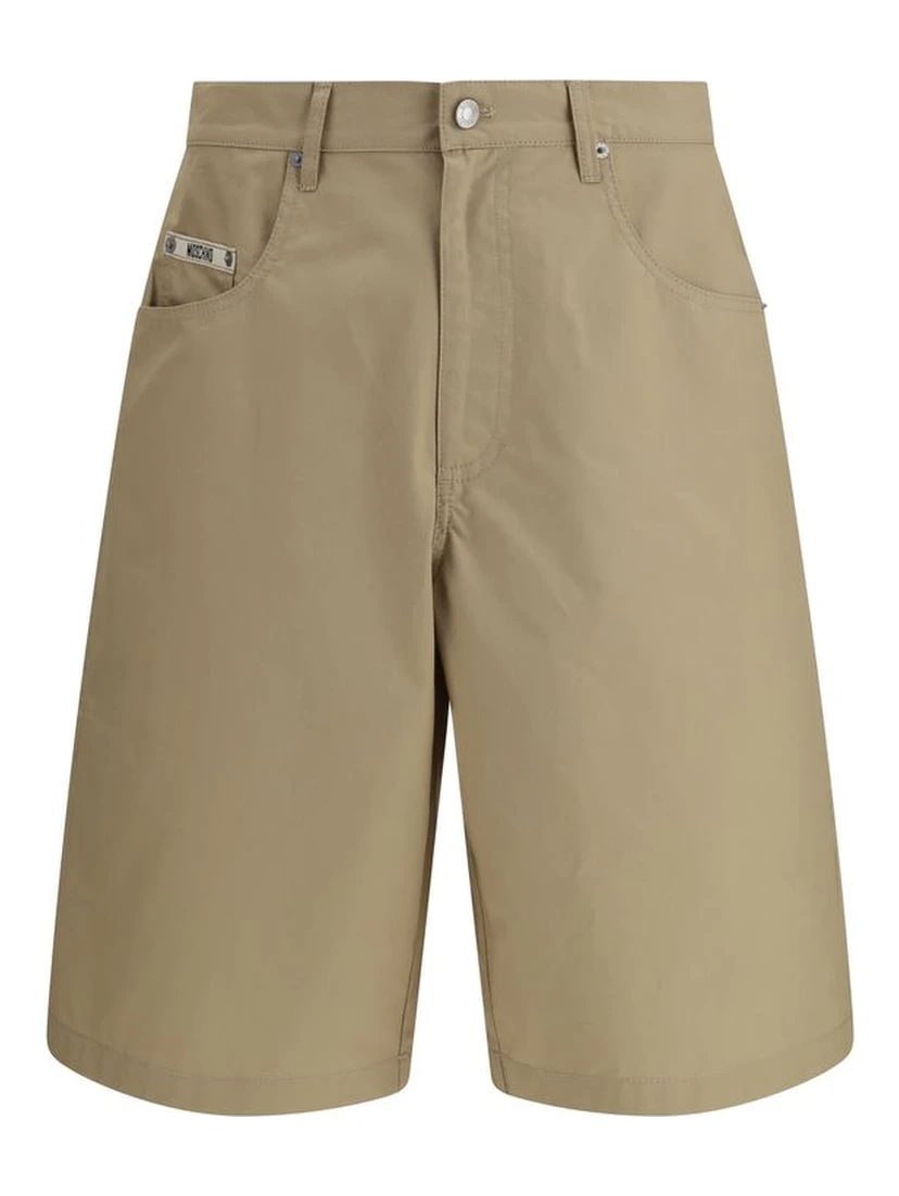 Beige Cotton Bermuda Shorts