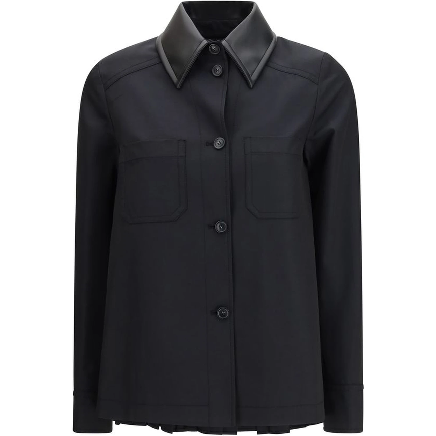 Black Polyester Trench Coat