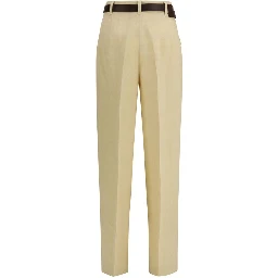 Beige Linen Casual Pants