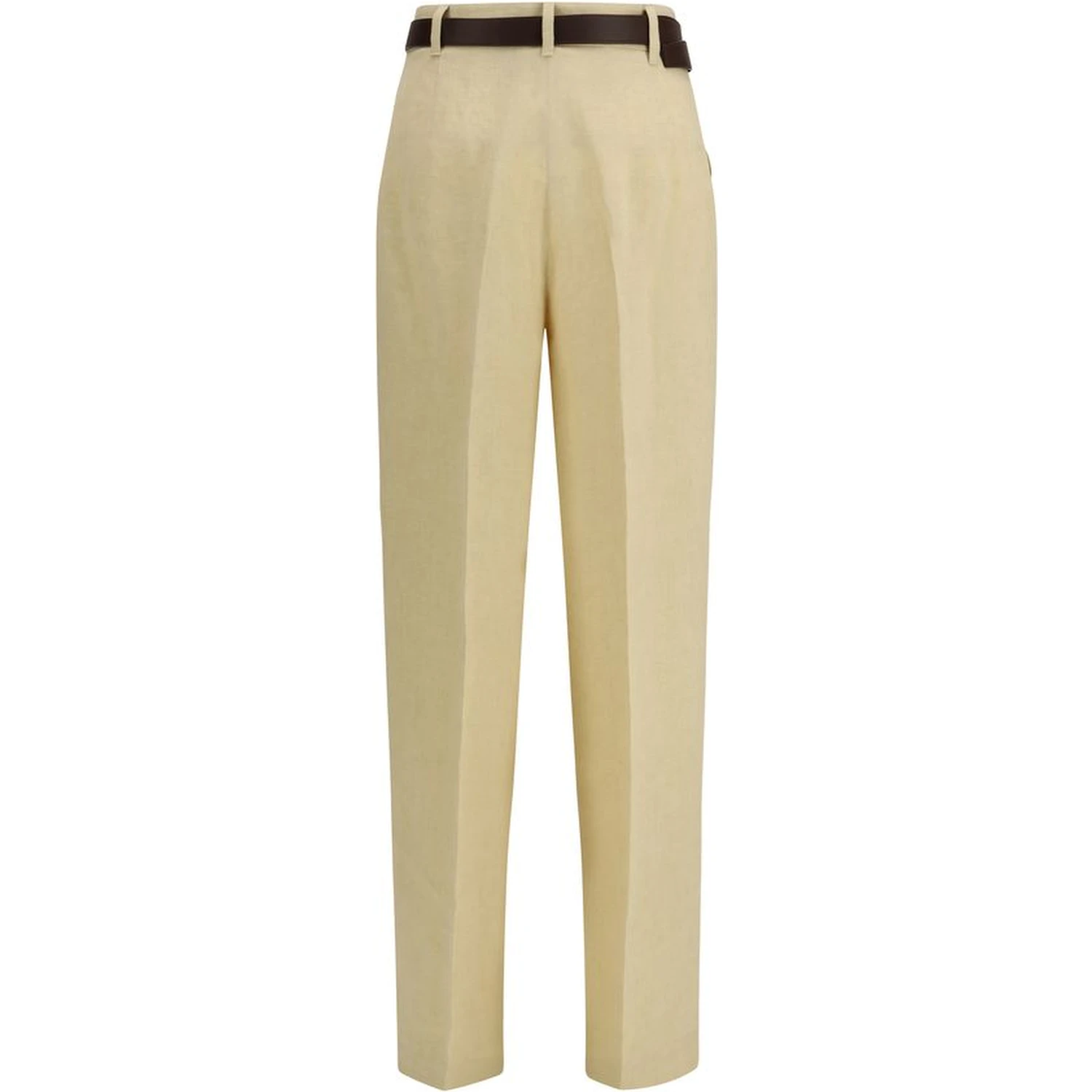 Beige Linen Casual Pants