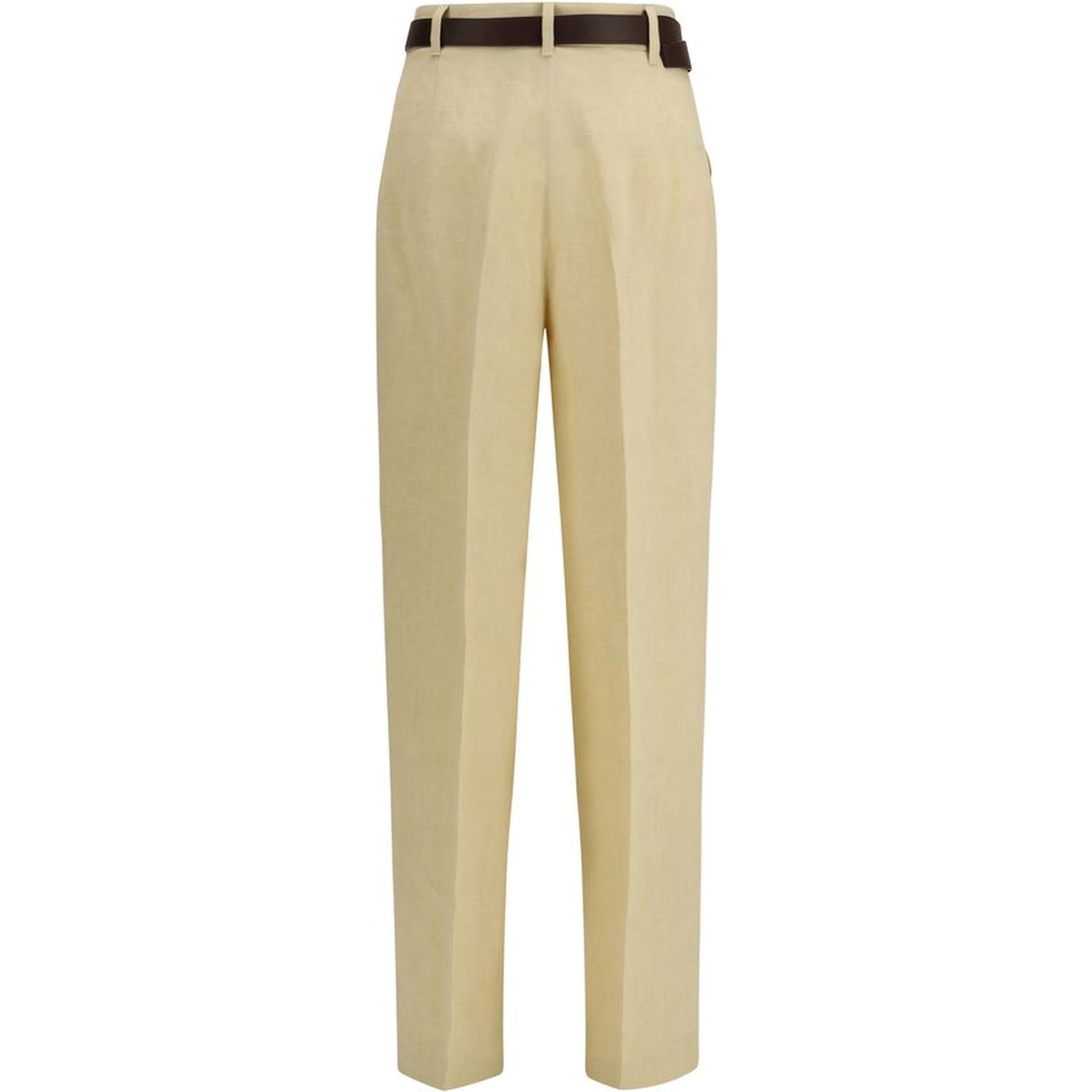 Beige Linen Casual Pants