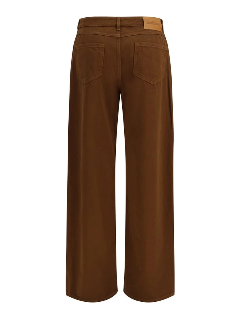 Brown Cotton Casual Pants