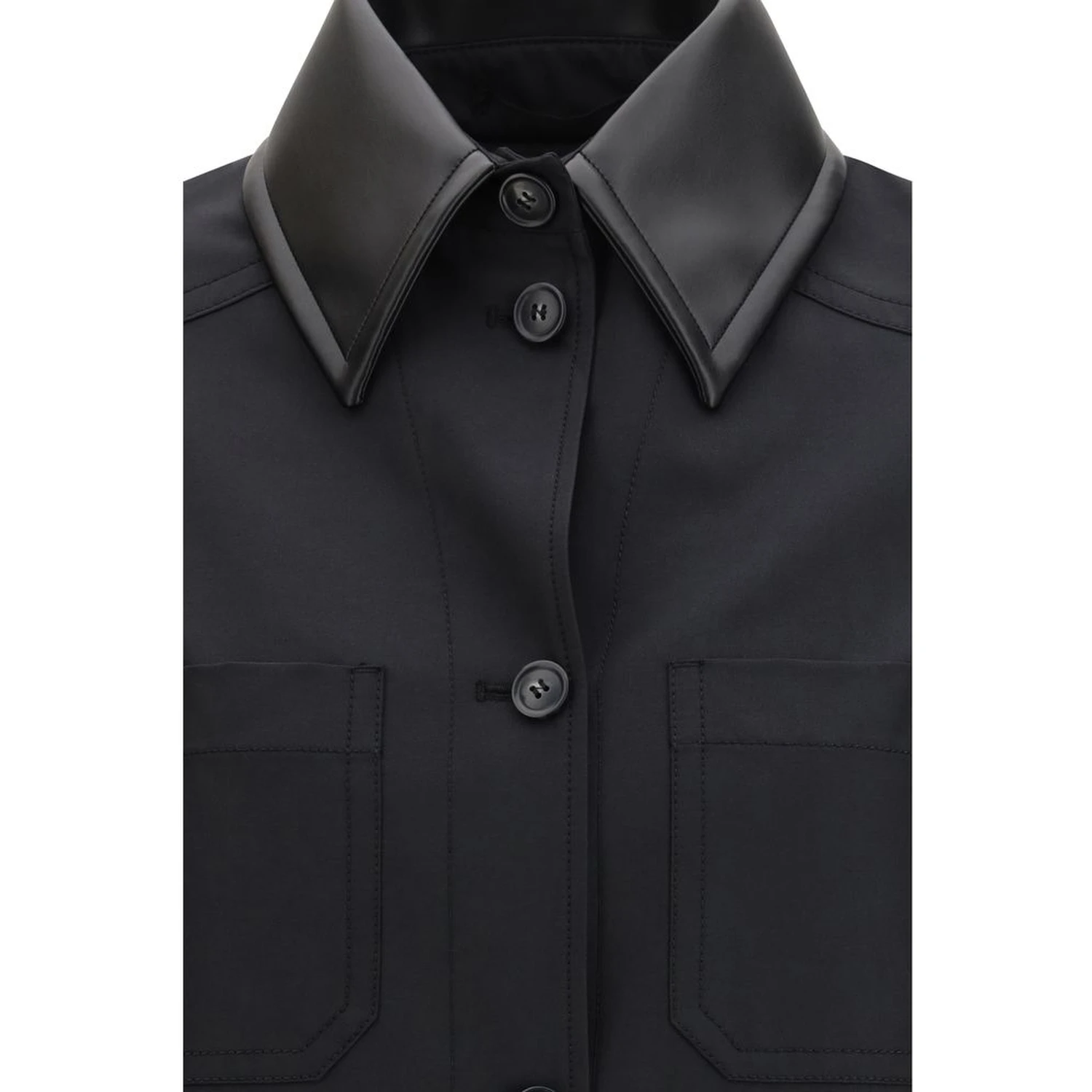 Black Polyester Trench Coat