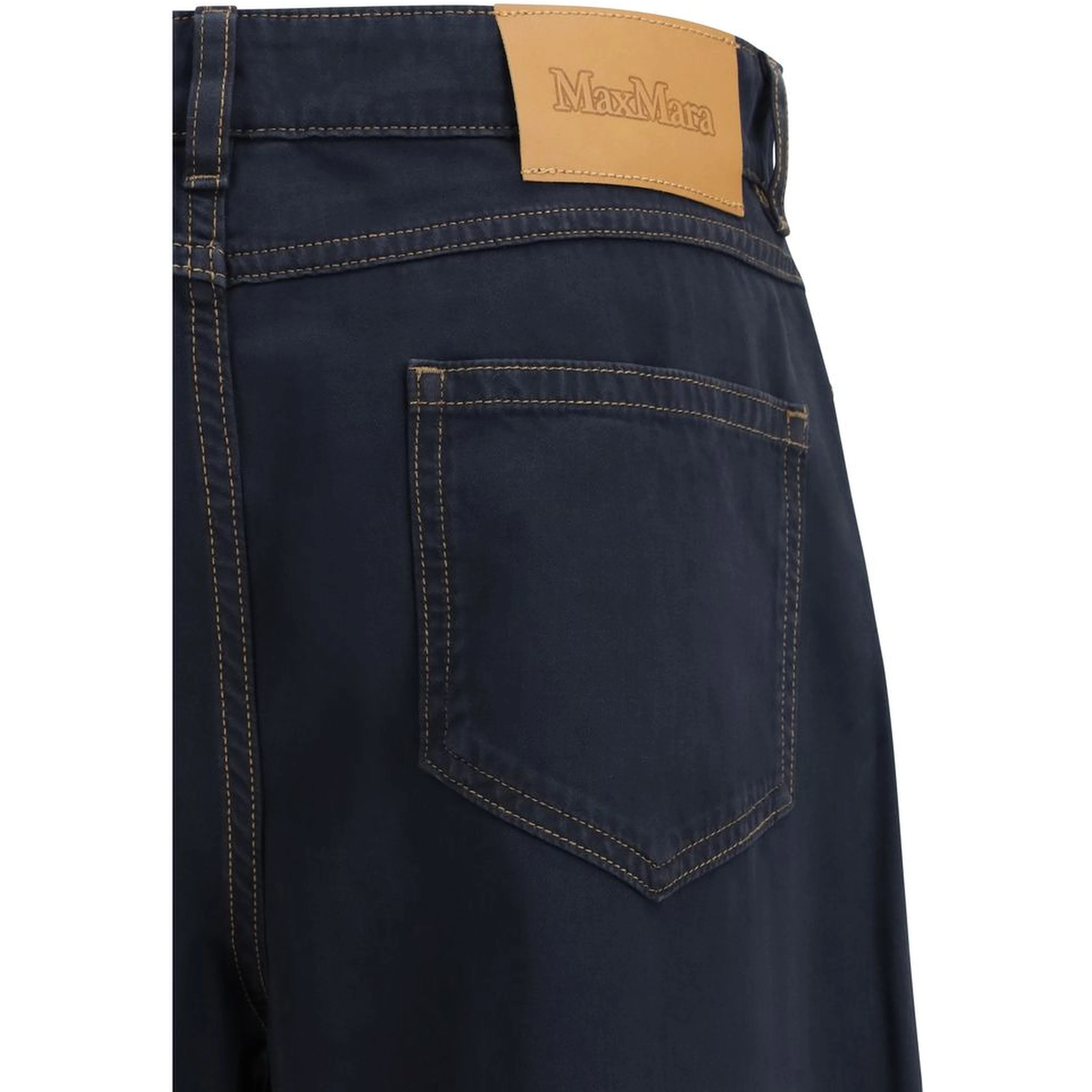 Blue Cotton Casual Pants