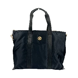 Versace Black Nylon Fabric La Medusa Shoulder Tote Bag