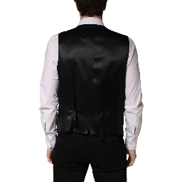 Black Wool Single Breasted Men Waistcoat Vest