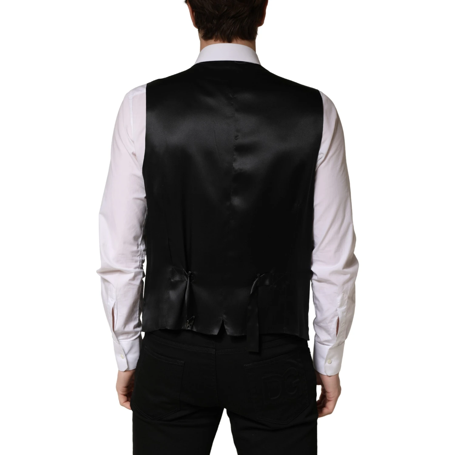 Black Wool Single Breasted Men Waistcoat Vest