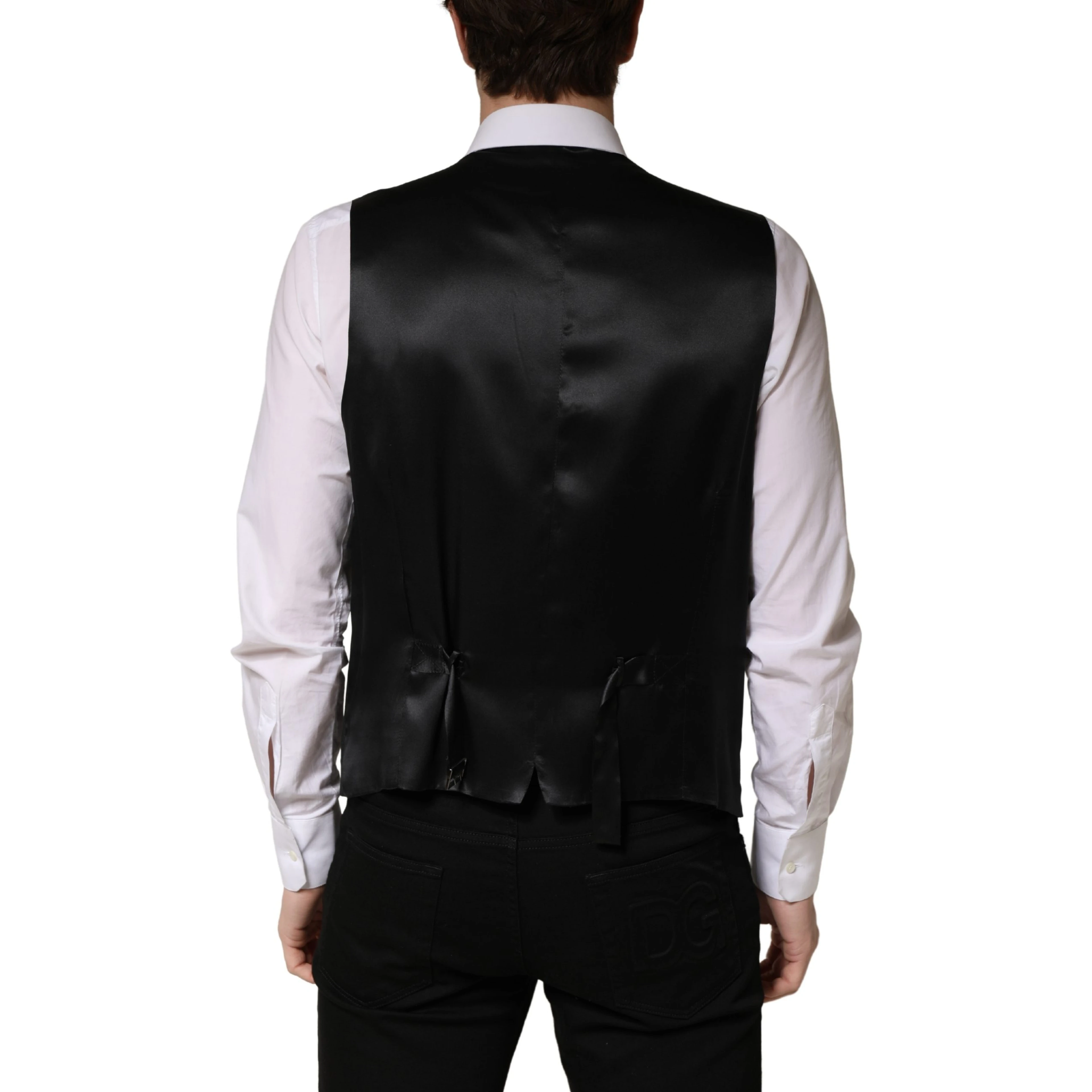Black Wool Single Breasted Men Waistcoat Vest