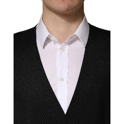 Black Wool Single Breasted Men Waistcoat Vest
