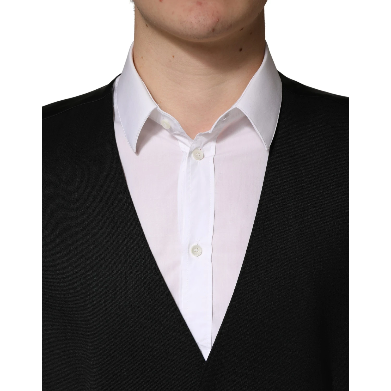 Black Wool Single Breasted Men Waistcoat Vest