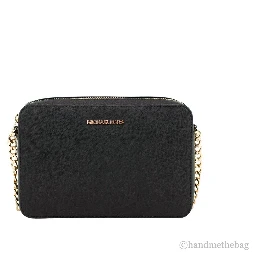 Michael Kors Women'S Top Zip Closure Saffiano Leather Crossbody Bag, Black