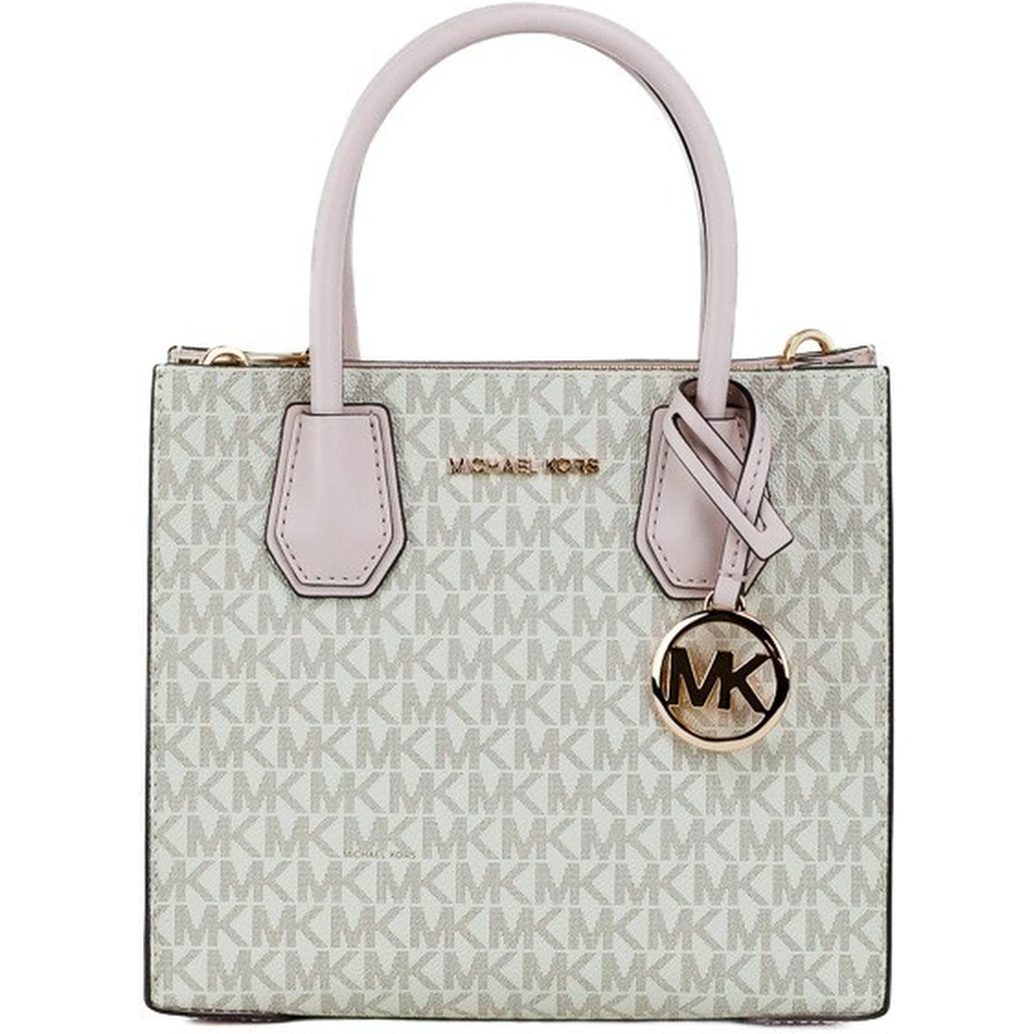 MICHAEL KORS Mercer 35S1GM9M2B Medium Logo And Leather Accordion Crossbody Bag In Powder Blush Multi