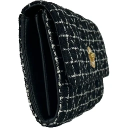 Versace Wallet On A Chain Fabric Black Crossbody Bag