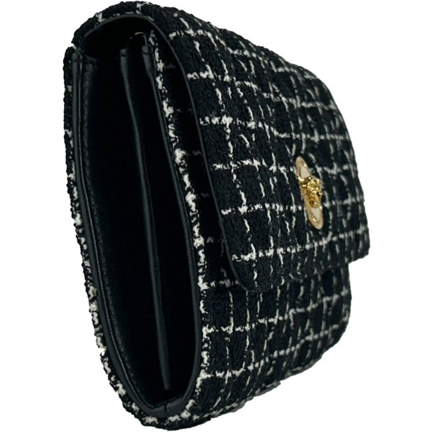 Versace Wallet On A Chain Fabric Black Crossbody Bag