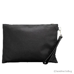 Versace Large Black Nylon Fabric Medusa Convertible Pouch Clutch Wristlet Bag