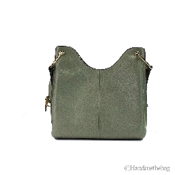 Michael Kors Joan Small Green Perforated Suede Leather Slouchy Messenger Handbag