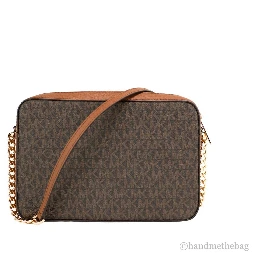 Michael Kors Women'S Jet Set East West Crossbody Handbag Saffiano, Brown Gold, Large