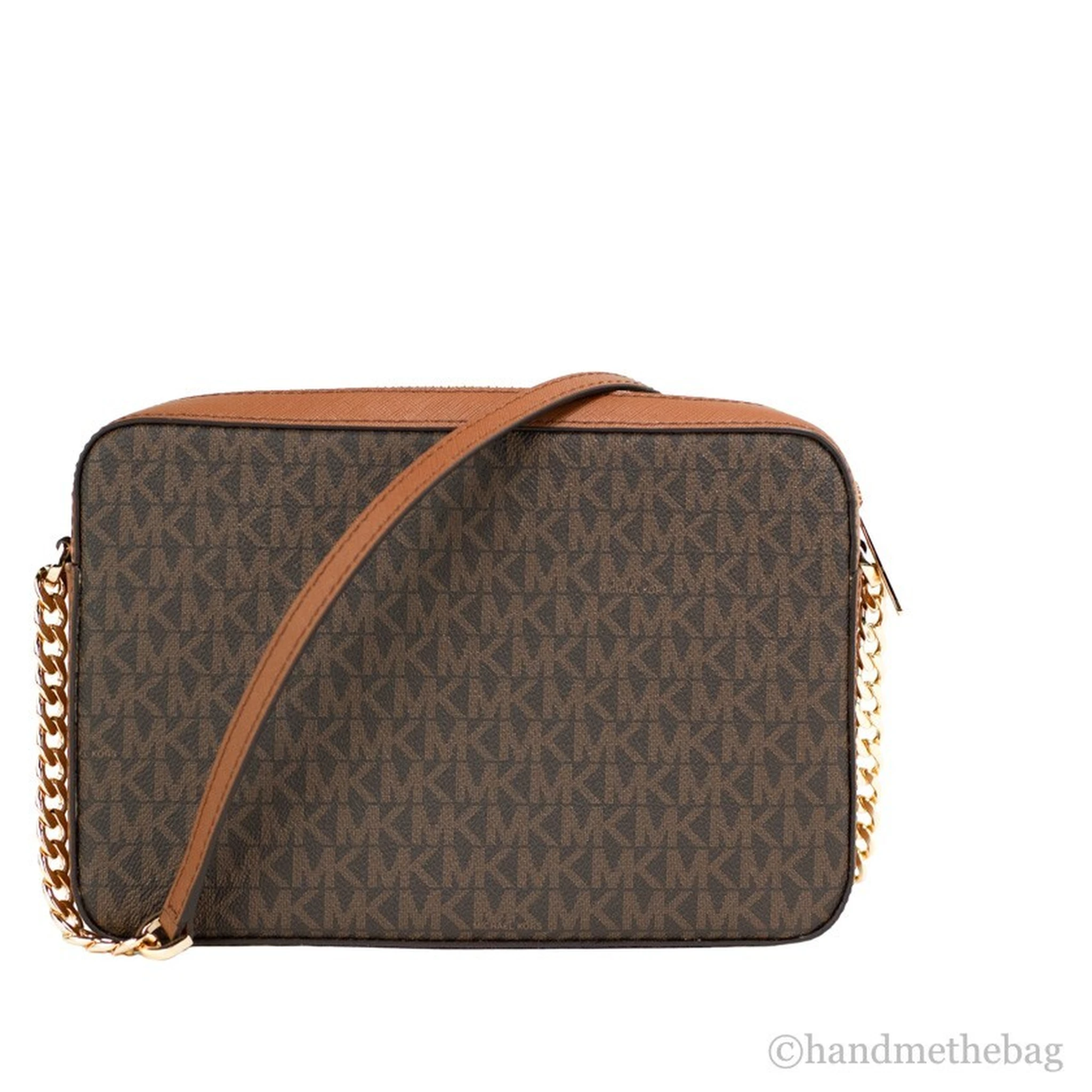 Michael Kors Women'S Jet Set East West Crossbody Handbag Saffiano, Brown Gold, Large