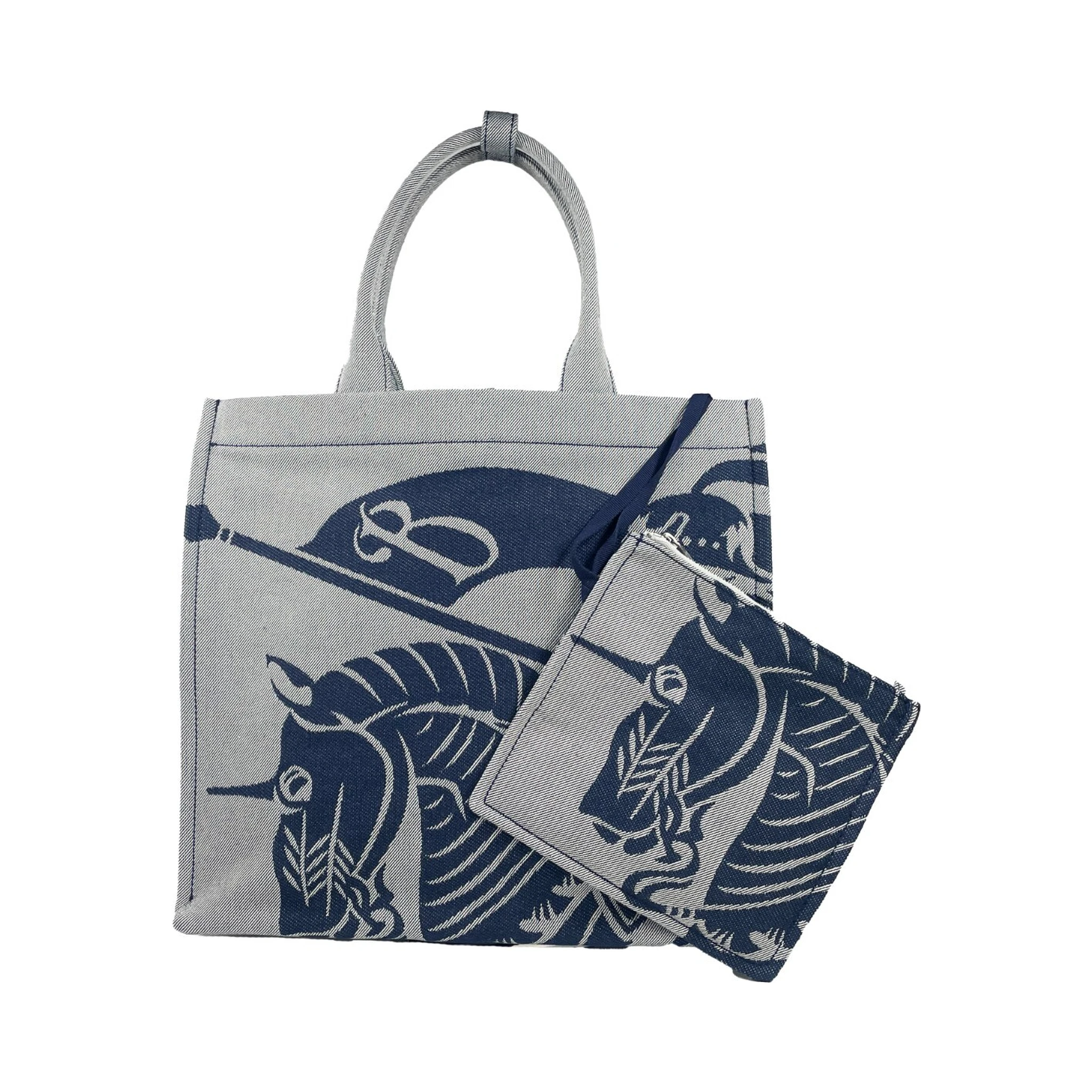 Burberry Navy EKD Canvas Tote Bag With Coin Pouch