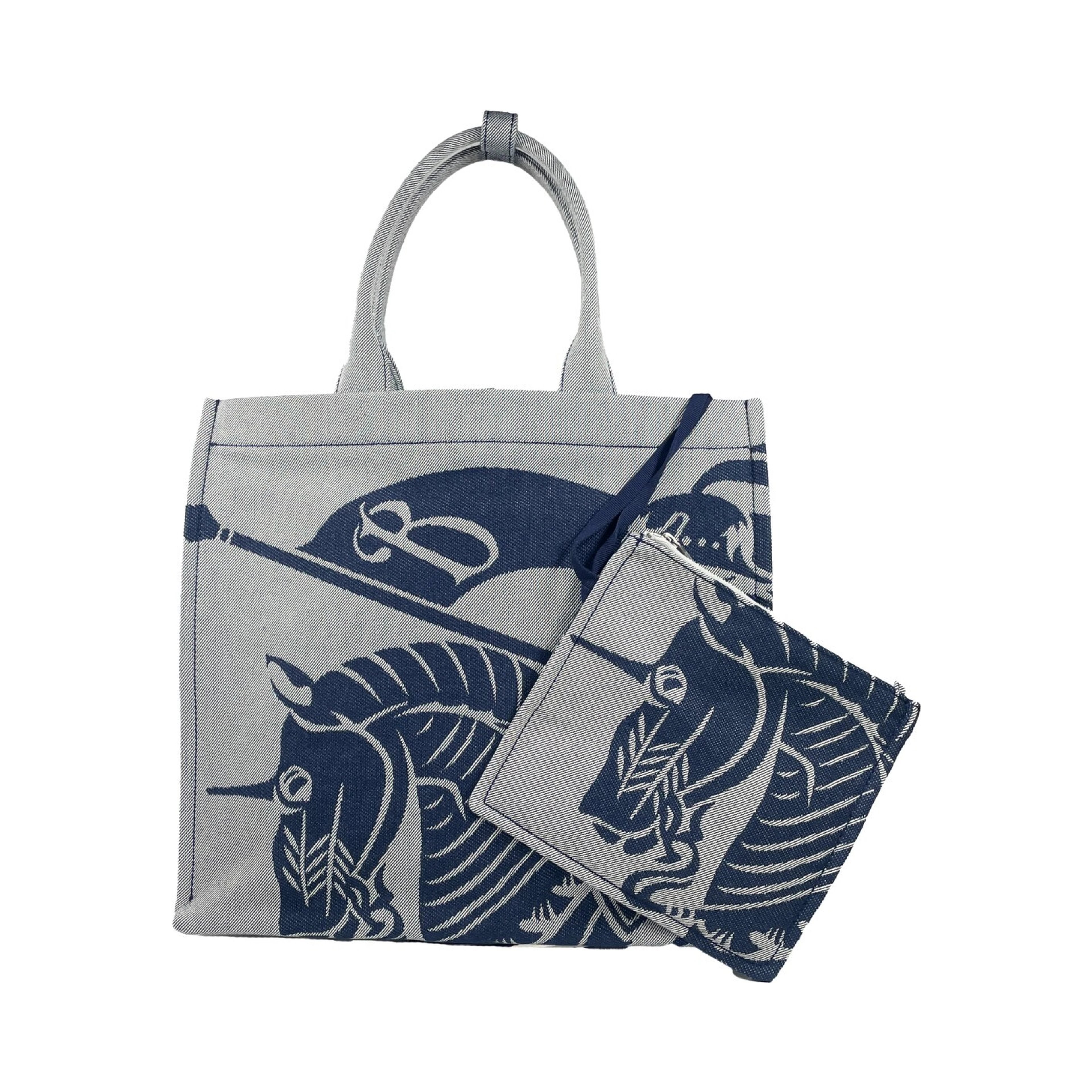 Burberry Navy EKD Canvas Tote Bag With Coin Pouch