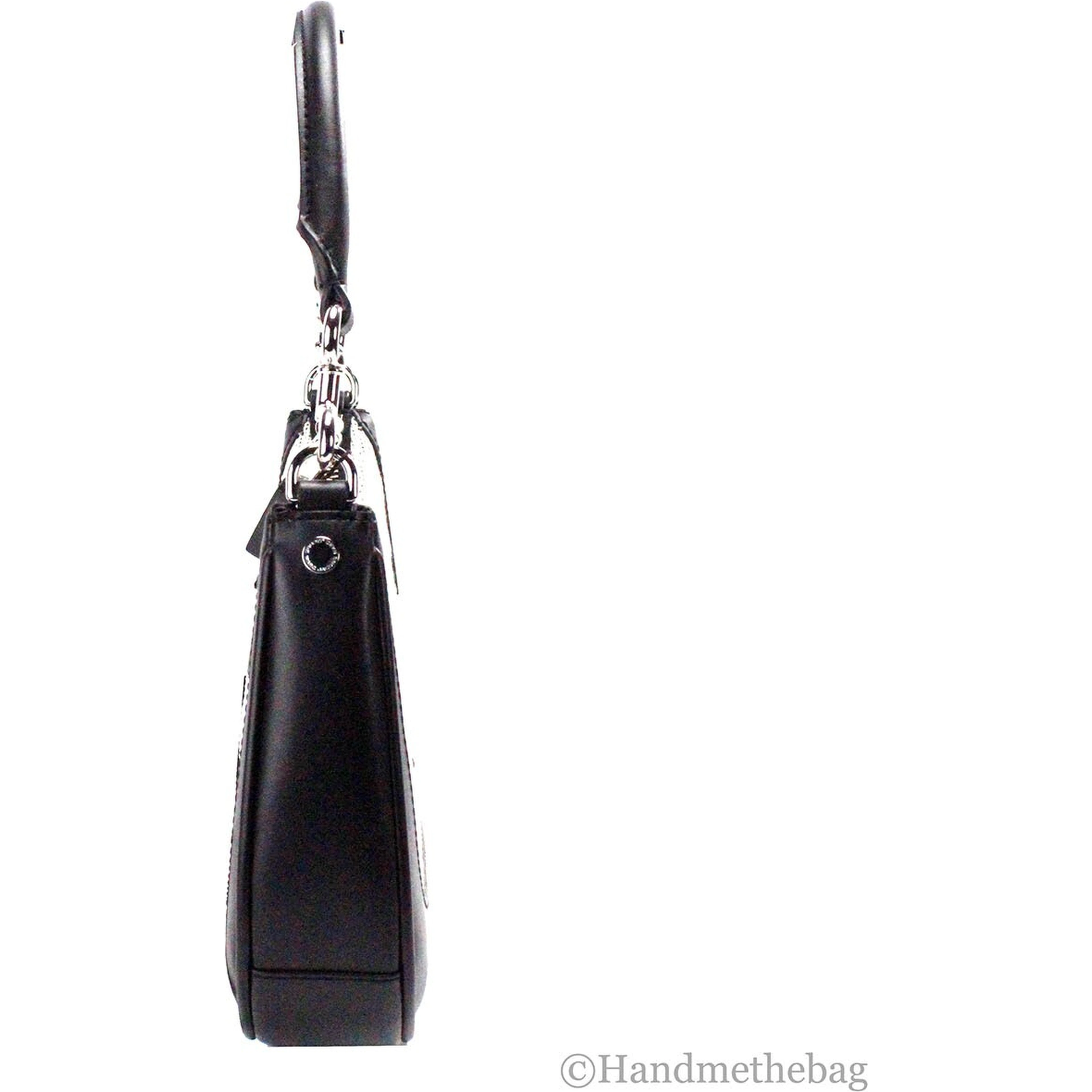 Marc Jacobs Natural Black Canvas Leather Hobo Shoulder Handbag Purse