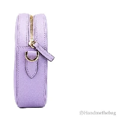 Versace Round Disco Lilac Pebbled Leather Camera Case Crossbody Bag Purse