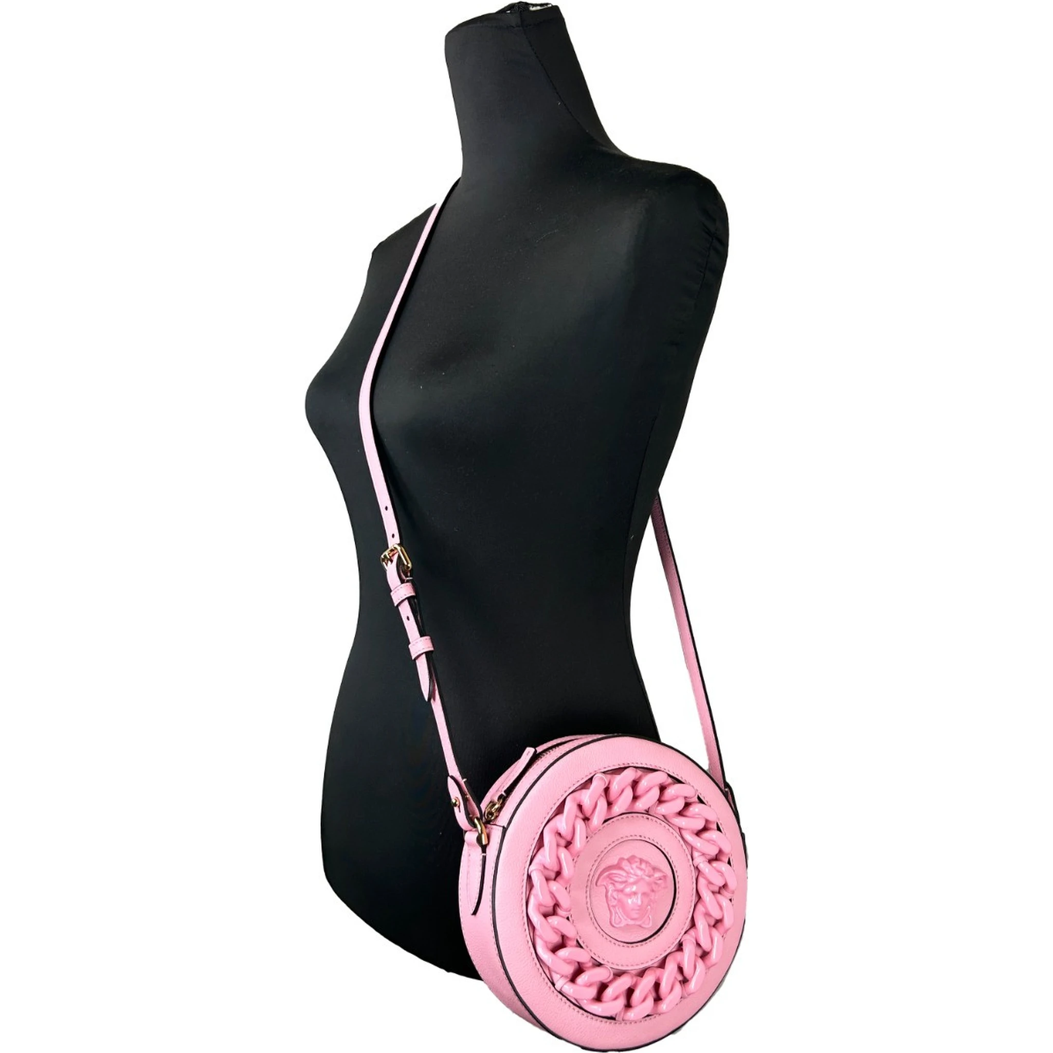 Versace Round Disco Leather Camera Case Crossbody Bag