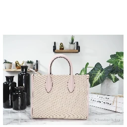 Michael Kors Mirella Small Powder Blush Canvas Shopper Crossbody Handbag Purse