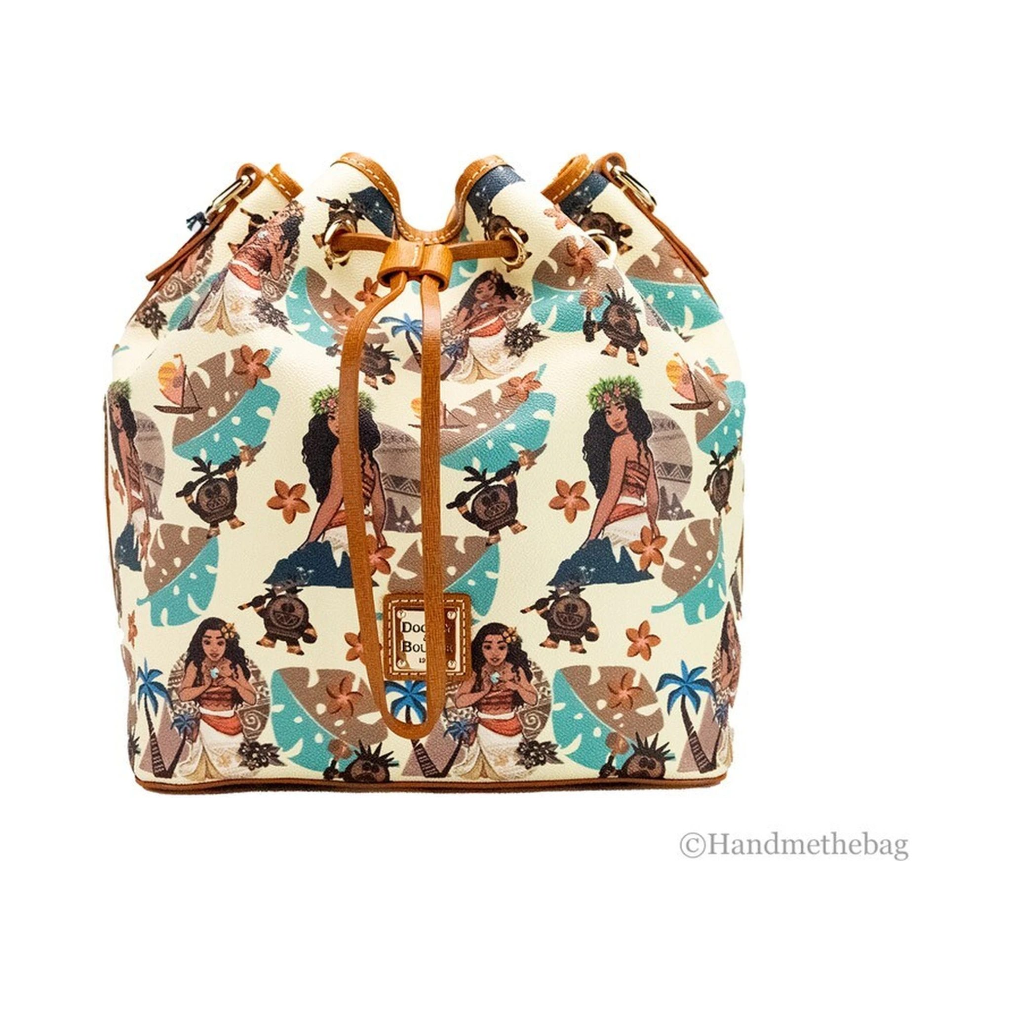 Dooney & Bourke Disney Medium Moana Coated Cotton Bucket Crossbody Bag Purse
