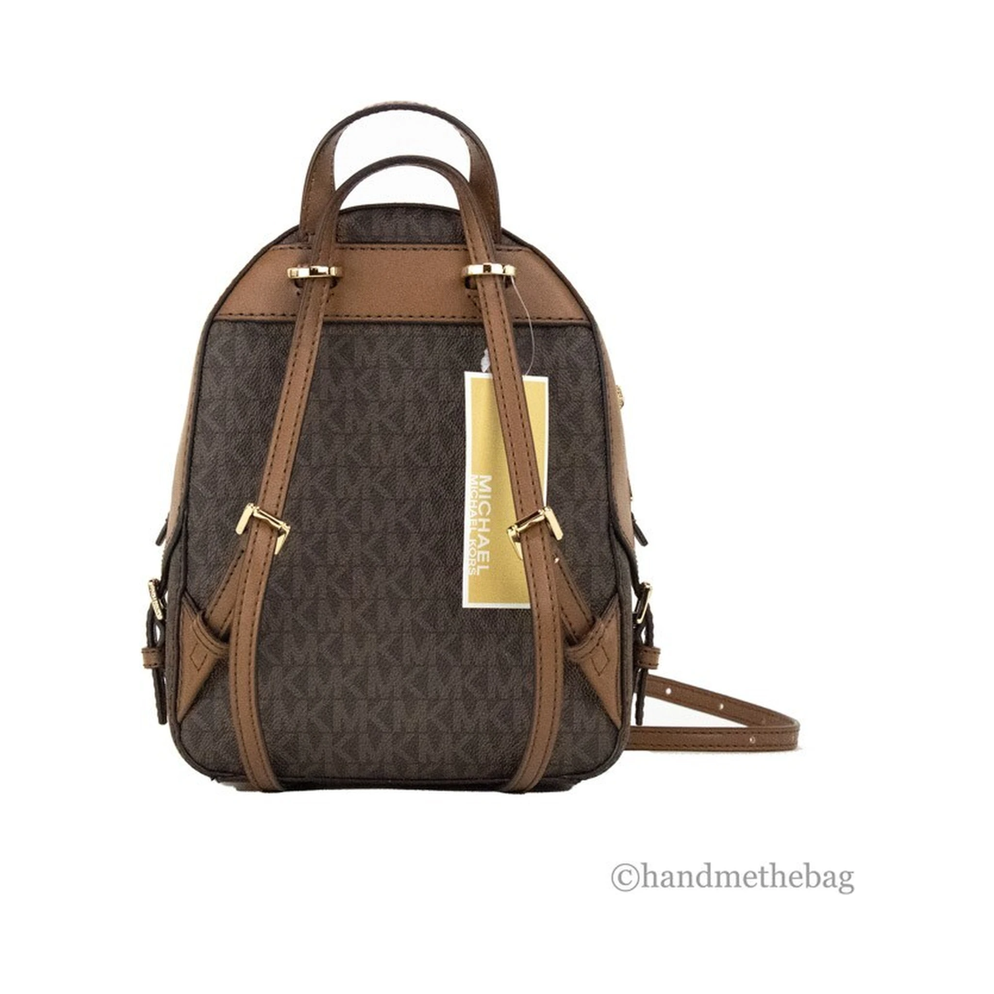 Michael Kors Jaycee Mini XS Brown Signature PVC Zip Pocket Shoulder Backpack Bag