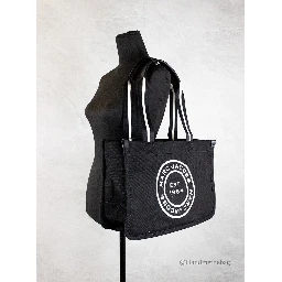 Marc Jacobs Medium Black Canvas Fabric Shoulder Convertible Tote Purse Bag